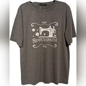 🧵 Luxveer "Sewciopath" Graphic Tee Medium Grey Sewing Hobby Seamstress 🧵
